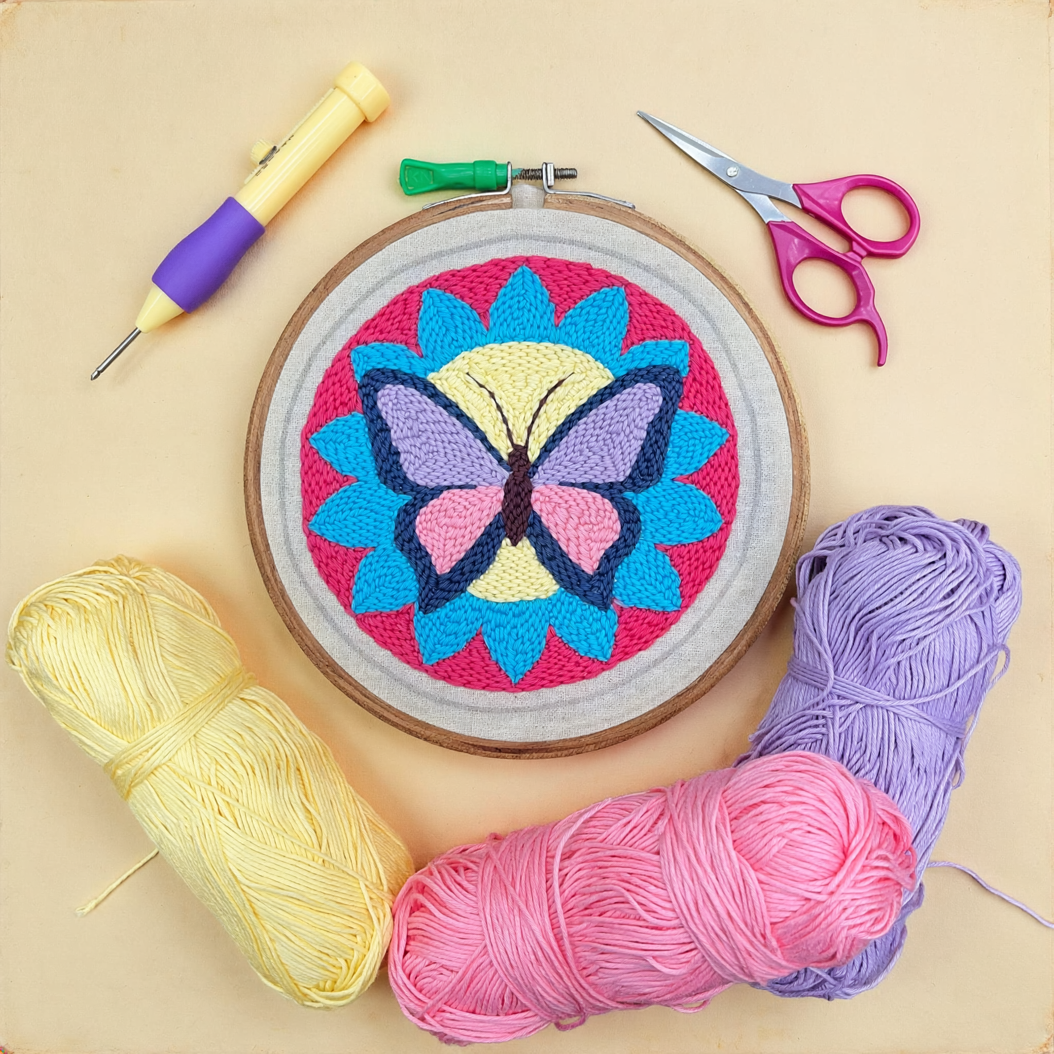Soul Wave Butterfly Bloom punch needle kit India